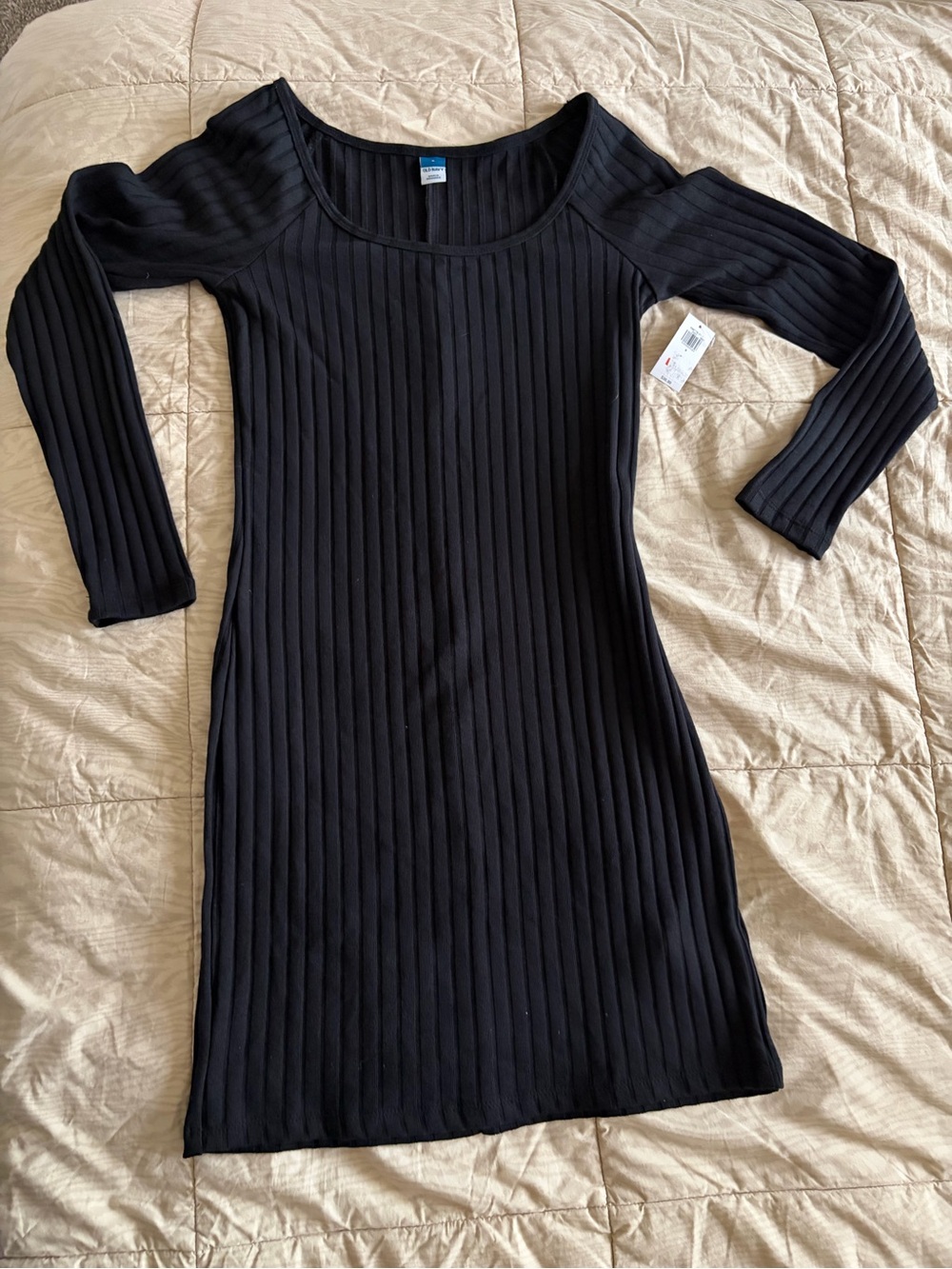 Old Navy Black Ribbed Long-Sleeve Bodycon Dress